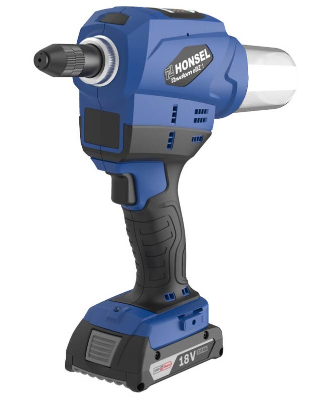 Rivdom eBZ 1 Akku-Blindnietgerät mit 2 Akkus 20V (2,0 Ah), Schnellladegerät (220V/50-60HZ) in L-Boxx