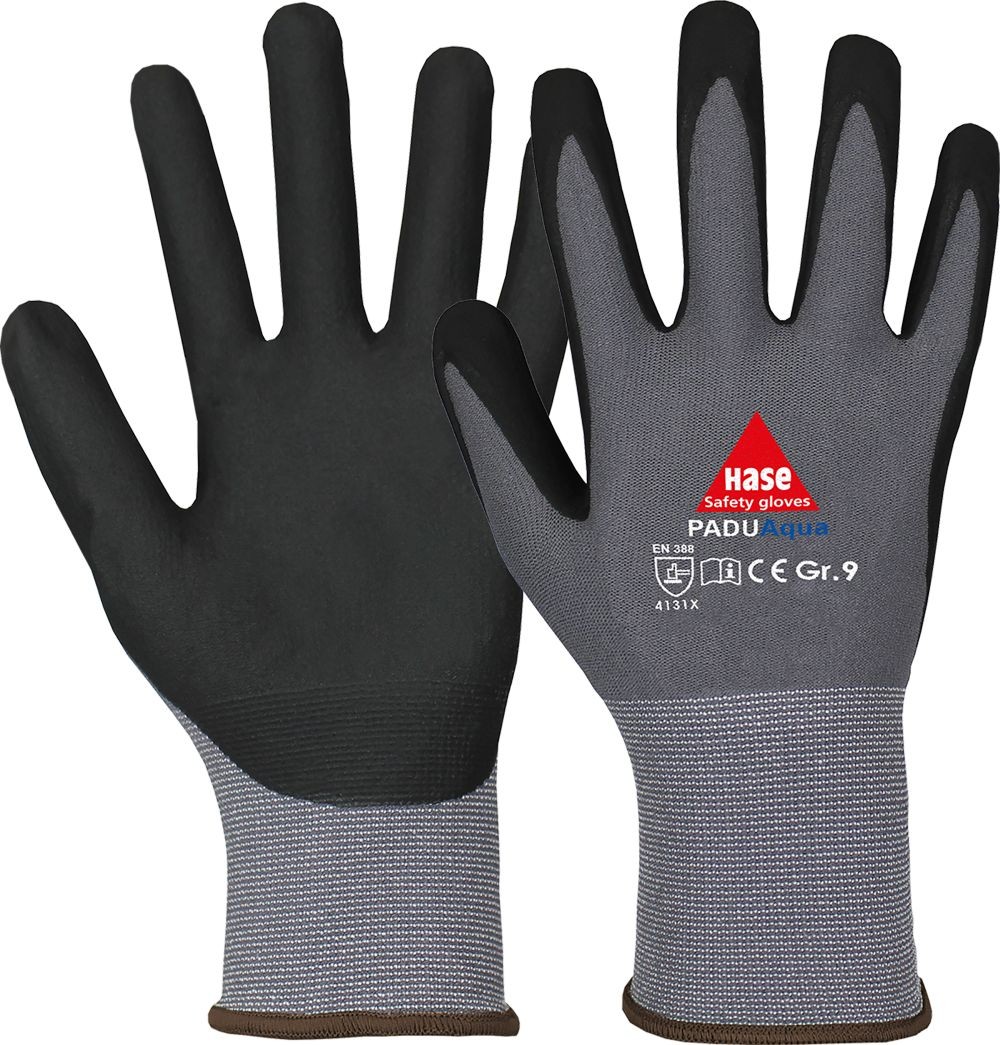 PADUAQUA Montage-Arbeitshandschuh grau/schwarz Gr. 10